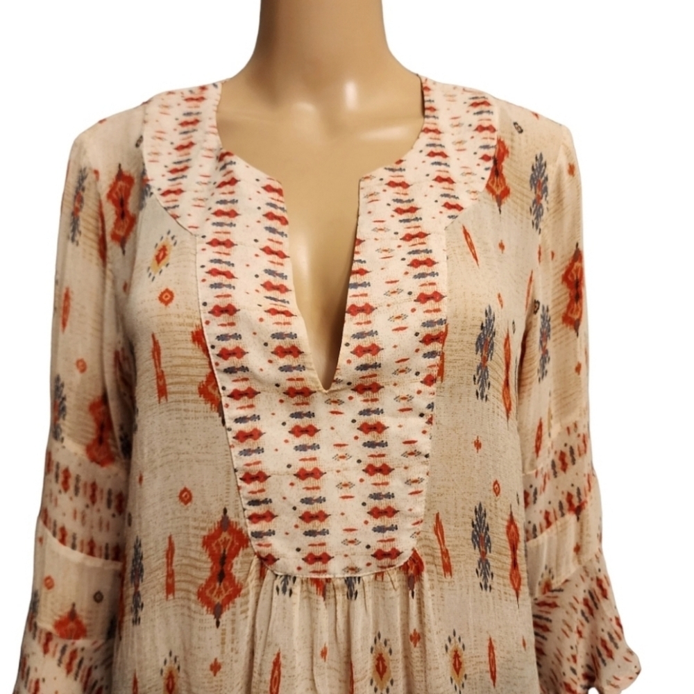 Lucky Brand Semi Sheer Western Blouse Size L - Picture 3 of 14